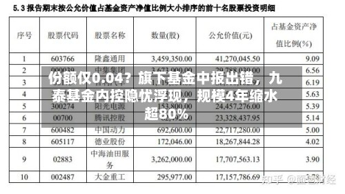 份额仅0.04？旗下基金中报出错，九泰基金内控隐忧浮现，规模4年缩水超80%-第2张图片