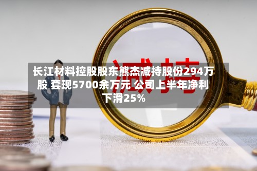 长江材料控股股东熊杰减持股份294万股 套现5700余万元 公司上半年净利下滑25%